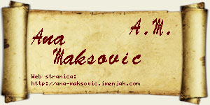 Ana Maksović vizit kartica